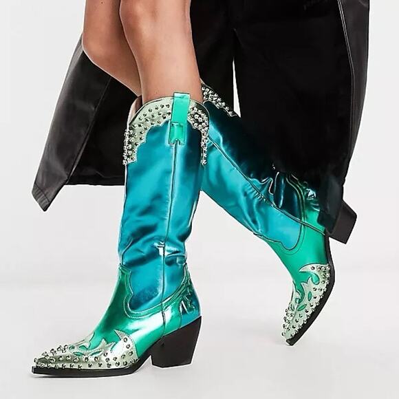 Azalea Wang Jewel Embellished Cowgirl Boots - Picture 2 of 10